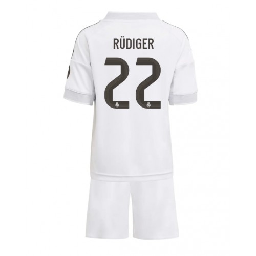 Fotballdrakt Barn Real Madrid Antonio Rudiger #22 Hjemmedraktsett 2025-26 Kortermet (+ Korte bukser)